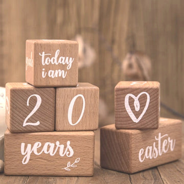 Baby Milestone keepsake cube blocks + wooden disc